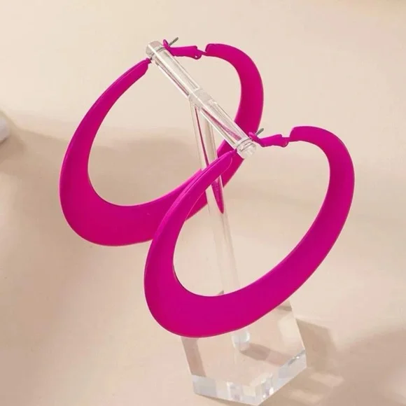 Matte Metal Hoops -Green - Picture 5 of 8